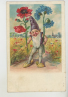 ENFANTS - LUTINS - Jolie Carte Fantaisie Lutin Avec Coquelicot Et Bleuet - Kindertekeningen