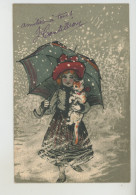 ENFANTS - LITTLE GIRL - CAT - Jolie Carte Fantaisie Gaufrée Fillette Et Chat Sous La Neige - PFB Serie 1964 (embossed ) - Kindertekeningen