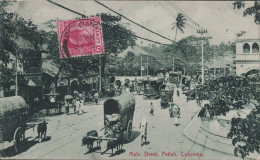 SRI LANKA - COLOMBO - MAIN STREET, PETTAH, COLOMBO - VERSO CACHET PAQUEBOT LIGNE N - PAQ.FR.N°8 - LE 7-7-1909. - Sri Lanka (Ceylon) (1948-...)