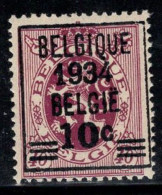 Belgique 1934 Mi. 375 Neuf ** 100% 10 C Surimprimé - Unused Stamps