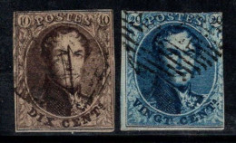 Belgique 1858 Mi. 7-8 Oblitéré 60% Le Roi Léopold I - 1849-1850 Medaglioni (3/5)