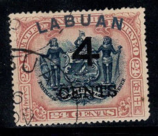 Labuan 1899 Mi. 88 Oblitéré 100% 4 C, Surimprimé - Autres & Non Classés