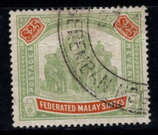 États Malais Fédérés 1900 Mi. 26 Oblitéré 100% 25 $, éléphants - Federated Malay States