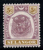 Selangor 1895 Mi. 16 Neuf * MH 100% 5 C, Tigre - Selangor