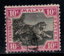 États Malais Fédérés 1901 Mi. 20 Oblitéré 100% 10 C , TIGRE - Federated Malay States