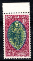 Vatican 1953 Sass. 173 Neuf ** 100% 100 L, œuvres De Pier Lombardo - Unused Stamps