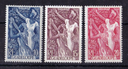 Guadeloupe, 1947- Coffee. Full Isuue. 10f; 15f; 20f- New Hinged - Unused Stamps