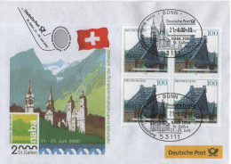 Germany Deutschland 2000 FDC NABA Briefmarkenausstellung Stamp Exhibition, St. Gallen Switzerland, Bonn - 1991-2000