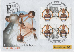 Germany Deutschland 2000 FDC Phileuro Brussel Belgien Briefmarkenausstellung Stamp Exhibition Belgium, Bonn - 1991-2000