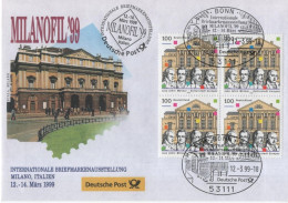 Germany 1999 FDC MILANOFIL Briefmarkenausstellung Philatelic Exhibition, Milano Italy Italia, La Scala Opera Music, Bonn - 1991-2000