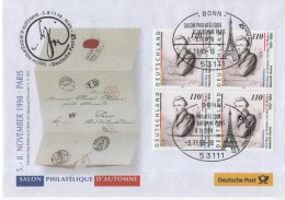 Germany Deutschland 1998 FDC Salon D'Automne Briefmarkenausstellung Philatelic Exhibition Paris France, Heine, Bonn - 1991-2000