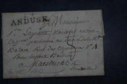 1724 LAC21 Février 1794  Anduse Maestricht Par Bruxelles Département Conquis France An 2 Maastricht Pays Bas - 1792-1815: Conquered Departments