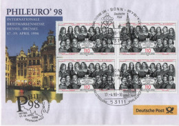 Germany Deutschland 1998 FDC PHILEURO Briefmarkenausstellung Philatelic Exhibition Heysel Brussel Brussels Belgium, Bonn - 1991-2000