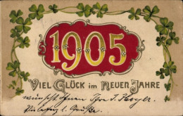 Gaufré CPA Glückwunsch Neujahr 1905, Glücksklee - Neujahr