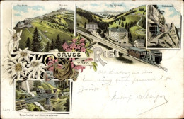 Lithographie Rigi Kulm Kanton Schwyz, Rigi-Staffel, Rigi Klösterli, Rigi-Bahn - Altri & Non Classificati