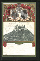Passepartout-Lithographie Burg Hohenzollern Mit Schimmernden Wappen  - Altri & Non Classificati