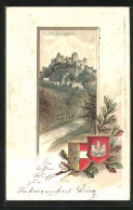 Passepartout-Lithographie Salzburg, Hohen Salzburg Mit Prächtigem Wappen  - Altri & Non Classificati