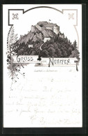 Lithographie Neuffen, Burg Auf Bergspitze  - Altri & Non Classificati