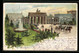 Lithographie Berlin, Blick Von Den Anlagen Auf Das Brandenburger Tor  - Altri & Non Classificati