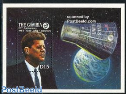 Gambia 1988 J.F. Kennedy S/s, Mint NH, History - Transport - American Presidents - Space Exploration - Gambia (...-1964)