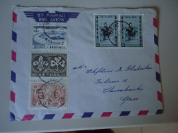 BELGIUM  COVER  1957    POSTED GREECE  5 STAMPS  SHIPS PEOPLES  SCOUTING - Covers & Documents