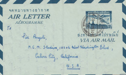 Thailand 1958: Air Letter Aerogramme To California - Thailand