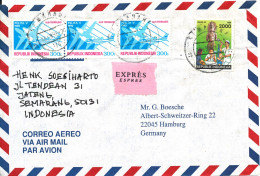 Indonesia Air Mail Cover Sent Express To Germany 16-9-1996 Topic Stamps - Indonesië