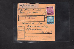 GG. Deutsche Post Osten Paketkarte Mit Mi.-Nr. 8 + 11 - Ocupación 1938 – 45