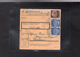 GG. Deutsche Post Osten Paketkarte Mit Mi.-Nr. 5 +  2x9, Sign. PfeiferBPP. - Ocupación 1938 – 45