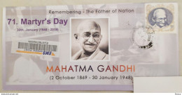 India 30th.January'2019 Beautiful Designer Envelope 71st.Martyr's Day Franked With Mahatma Gandhi Stamps Registered Used - Storia Postale