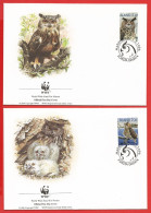 Aland 1996 - Mi 110 & 111 - YT 110 & 111 ( WWF -  Bird : Eurasian Eagle-Owl ) 2 FDC - Aland