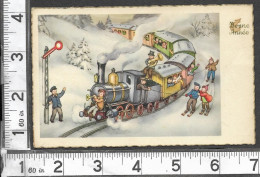 CARTE HACO SUPER N° 560 / Illustration Bonne Année : Le Train De La Fête / Enfants Musiciens Skieurs Garde Barrière - Neujahr