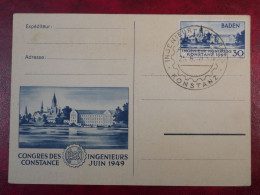 DS6  GERMANY BELLE CARTE   1949 BADEN  KONSTANZ ++AFF.  INTERESSANT+++ - Postcards - Used