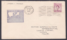 GB Great Britain 1958 First Flight Cover London To Poznan, Warsaw, Poland, BEA, British European Airways - Lettres & Documents