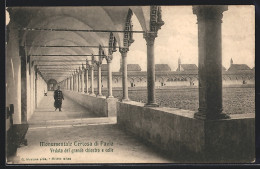 Cartolina Certosa Di Pavia, Veduta Del Grande Chiostro E Celle  - Pavia