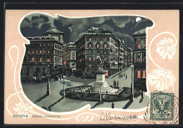 Lithographie Genova, Piazza Corvetto, Notturno  - Genova (Genoa)