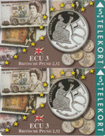 Denmark, TP 093A And B, ECU-England, Mint, Only 1500 And 1200 Issued, Flag, Coins, Notes, 2 Scans. - Denmark