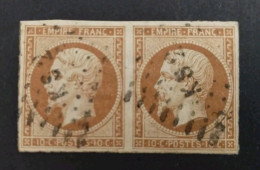 TIMBRE FRANCE NAPOLEON 13B PAIRE OBL LETTRE KS2 SUPERBE COTE + 110€ - 1853-1860 Napoleon III