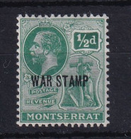 Montserrat: 1917/18   KGV 'War Tax' OVPT   SG61   ½d  Green  [black Overprint]  MH - Montserrat