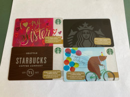 - 18 - Starbucks 4 Different Cards - Gift Cards