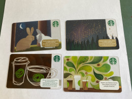 - 18 - Starbucks 4 Different Cards - Gift Cards