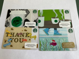 - 18 - Starbucks 4 Different Cards - Gift Cards