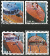 USA 2007 Vintage Mahogany Speedboats SC.#4160/63 Cpl 4v Set In VFU Condition - Usati