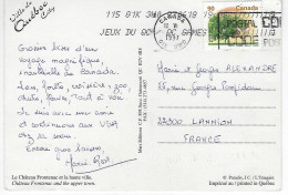 OMec " CANADA  3WO  " 1997 + Timbre + EMA Jeux Du QC Qc GAMES CP Chateau Frontenac  QUEBEC Pour LANNION France - Lettres & Documents