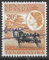 UGANDA - FISCALI - FRANCOBOLLO TURISTICA 20 C KENIA UGANDA E TANGANIKA - SOVRASTAMPATO UGANDA REVENUE - Ouganda (...-1962)
