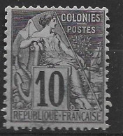 COLONIES GENERALES N° 50 10C NOIR SUR LILAS TYPE ALPHEE DUBOIS OBL - Alphee Dubois