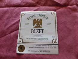 E-407  , ETIQUETTE, BUZET , BARON D'ARDEUIL 1987, Lot Et Garonne - Red Wines