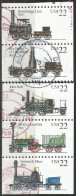 USA 1987 Locomotives SC.#2362/66 Cpl 5v Set From Booklet In 3+2 Strips In VFU Condition - 3. 1981-...