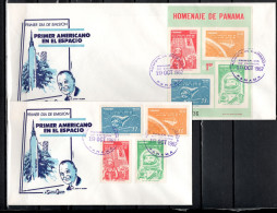 Panama 1962 Space John Glenn Set Of 4 +s /s On 2 FDC - Amérique Du Nord