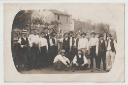 CARTE PHOTO- JEU DE BOULES - PETANQUE - MESURES DES BOULES - JOUEURS D'UNE SOCIETE OU CLUB - BOULISTES - CONVIVIALITE - - Pétanque